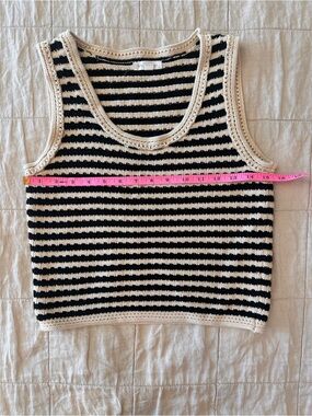 Blu Pepper Black and Cream Striped Knit Tank